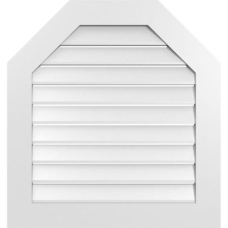 Ekena Millwork Octagonal Top Surface Mount PVC Gable Vent: Functional, w/ 3-1/2"W x 1"P Standard Frame, 30"W x 32"H GVPOT30X3201SF
